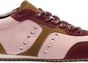 Stella Sneaker In Tulip, Russet And Wine Suede And Silver Metallic Leather Stella Sneaker In Tulip, Russet And Wine Suede And Silver Metallic Leather