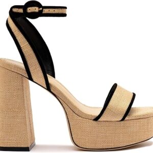 Dolly Sandal In Beige Raffia And Black Trimming Dolly Sandal In Beige Raffia And Black Trimming