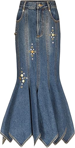 Crystal Button Studded Handkerchief Skirt