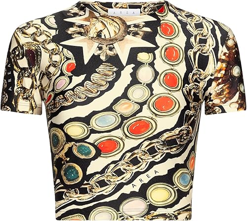 Gemstone Chain Printed Cropped T-Shirt