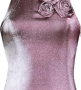 Stretch Lame Rosette Halter Top Stretch Lame Rosette Halter Top