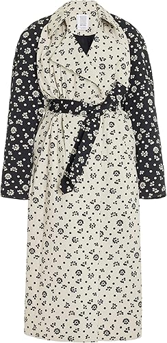 Countryside Trench In Double Faced Floral Stretch Jacquard
