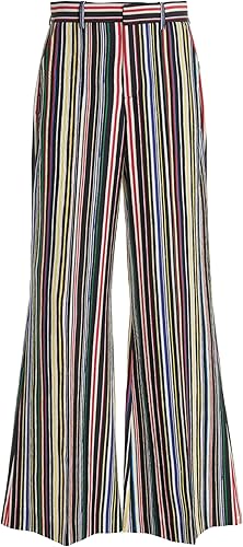 Paneled And Piped Flare Pant In Multi Stripe